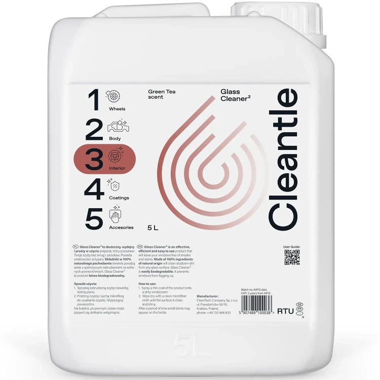 Cleantle Glass Cleaner 5L skuteczny płyn do mycia szyb
