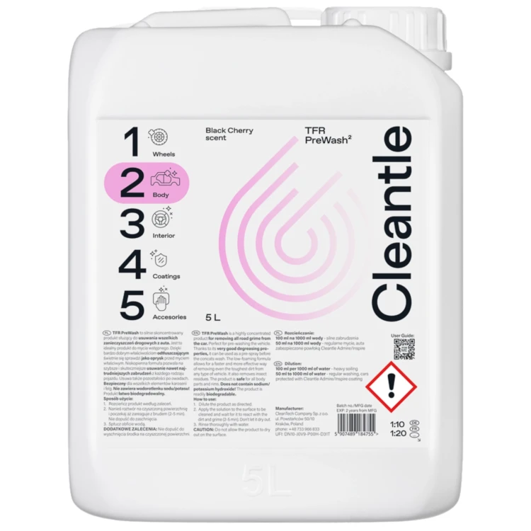 Cleantle TFR Traffic Film Remover 5l neutralny środek do mycia wstępnego