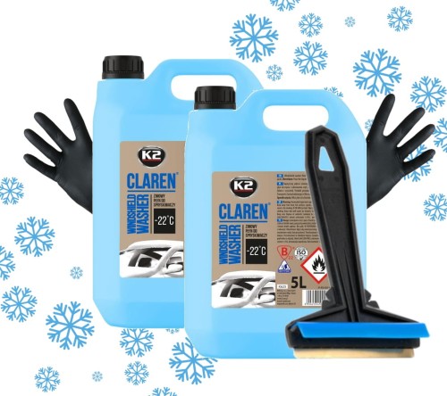 K2 Claren 5L Zimowy Płyn do Spryskiwaczy 2 SZTUKI + Skrobaczka MURSKA 575
