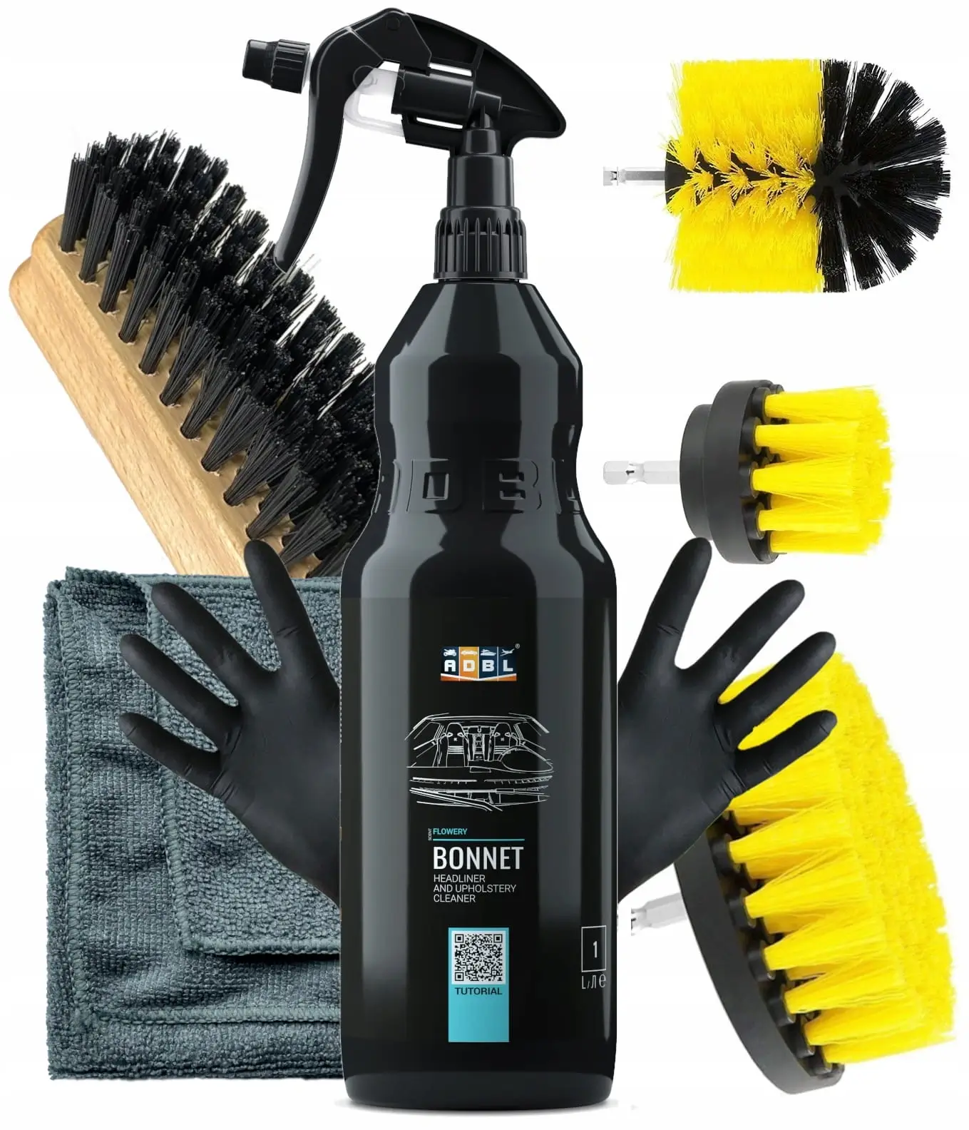 ADBL Bonnet 1L + Szczotki Pranie Tapicerki Zestaw